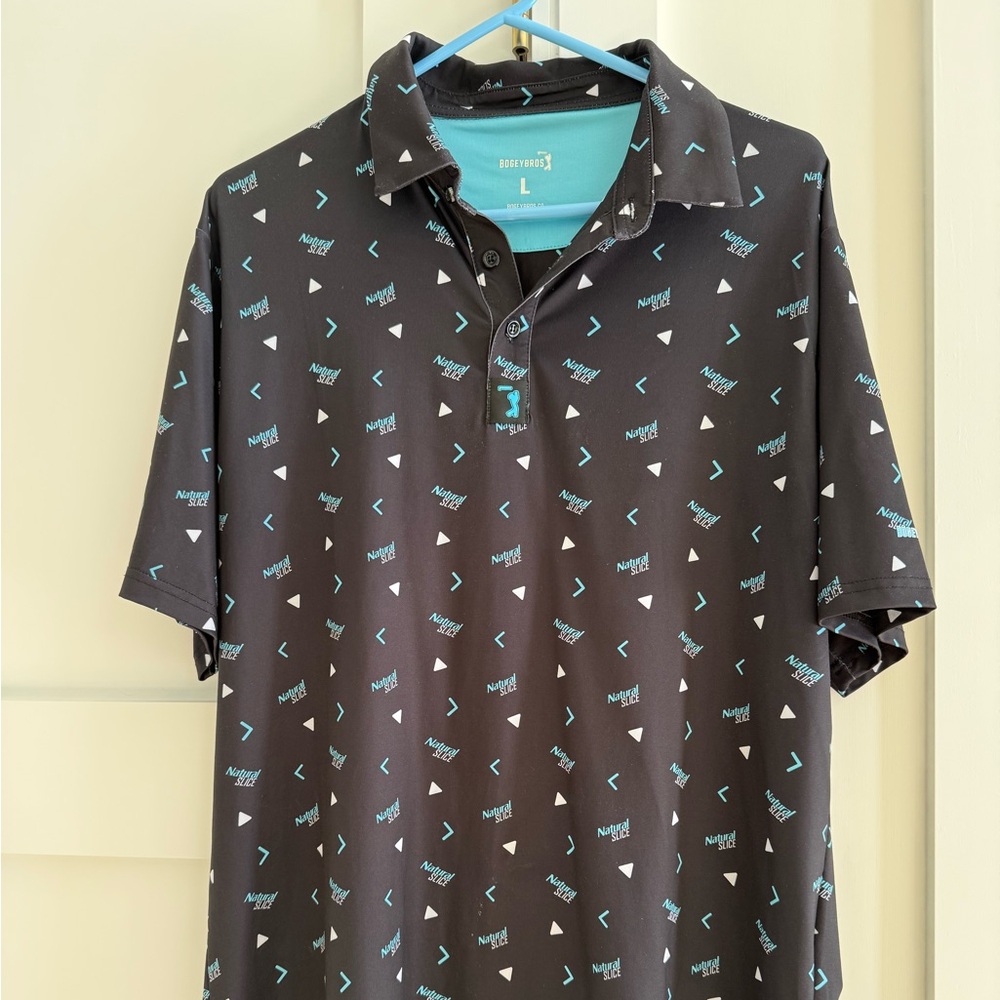 Bogey Bros Golf Polo Club Black Polo with Teal Accents - natural slice